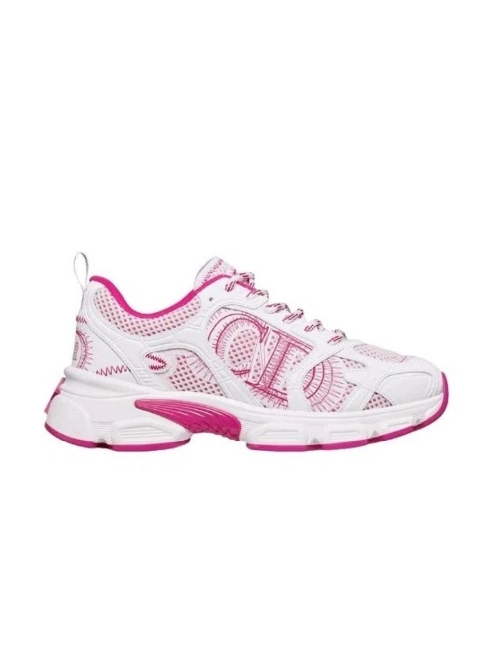 $1,250 Dior Chrono Sneaker Mesh/Technical Fabric White & Pink EU 37.5 US 7.5 NIB